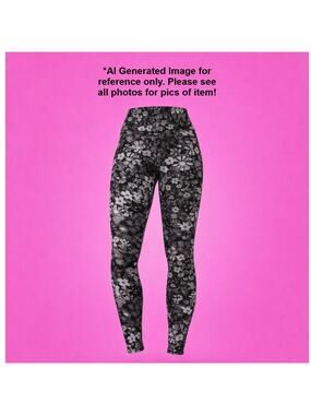 New Ladies Black & White Floral Butterfly Super Soft Fashion Leggings Size Small